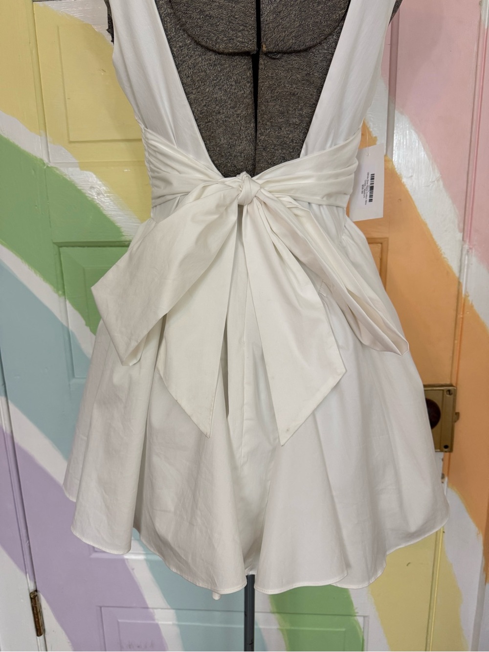 NWT The Vintage Shop White Bow Back Cotton Fit and Flare Mini Dress Sz Med 🧡🍄 - Picture 6 of 12